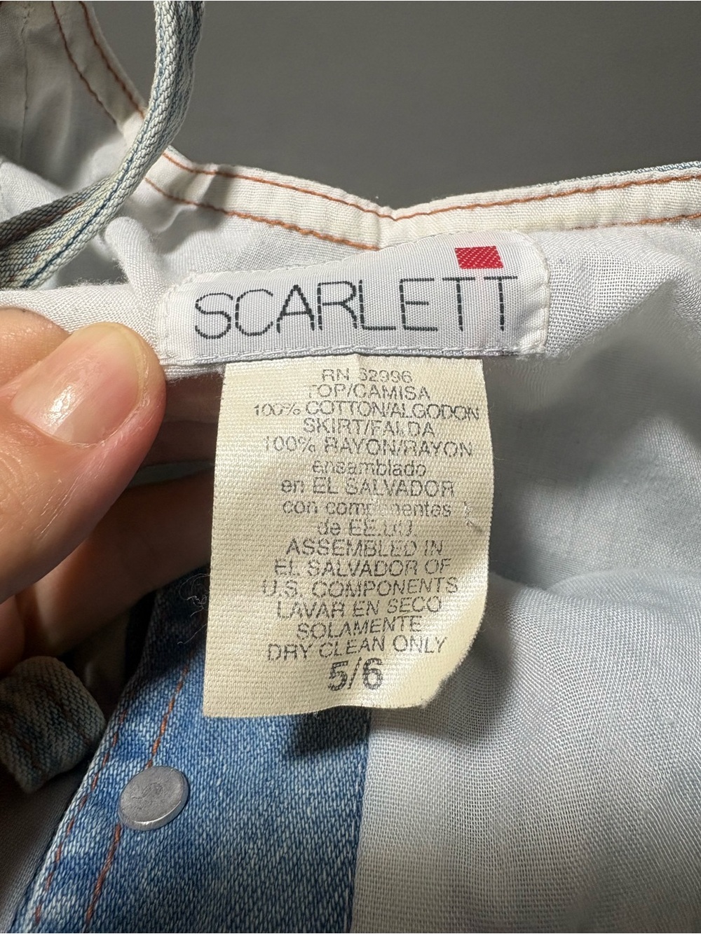SCARLETT Vintage y2k Denim Button-Front Spaghetti Strap Top - Picture 5 of 9